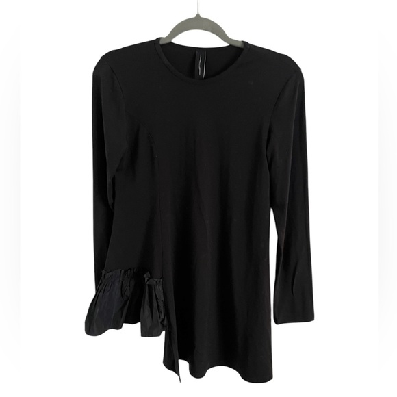 Amma Asymmetrical Ruffle Black Top, size small - Picture 1 of 7